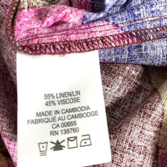 plus size Linen blend print Shorts high waisted  Self-Tie Sash size 2X Reitmans - Picture 15 of 15